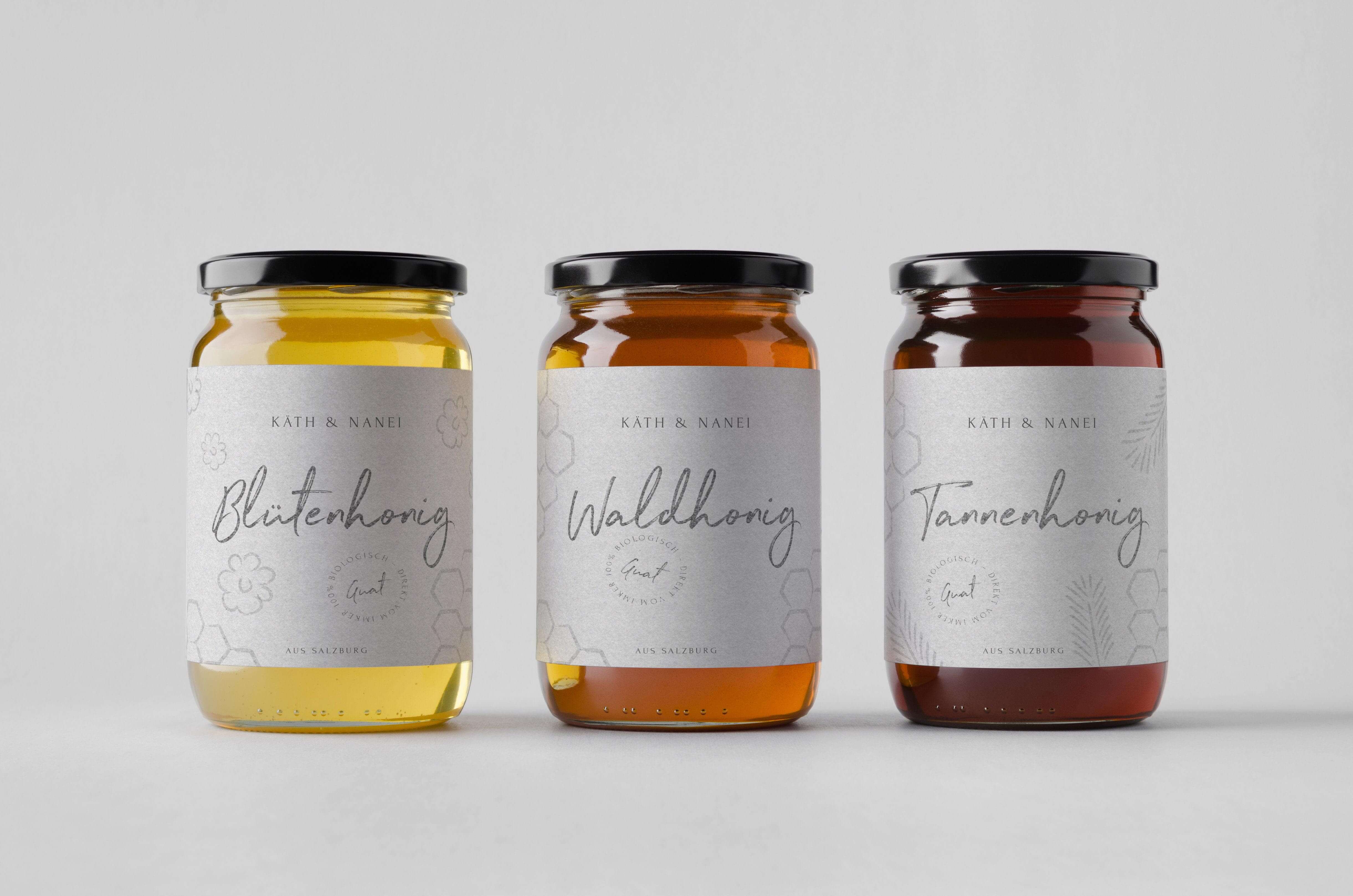 Honey Jar Mock-Up – Three Jars. Blank Label