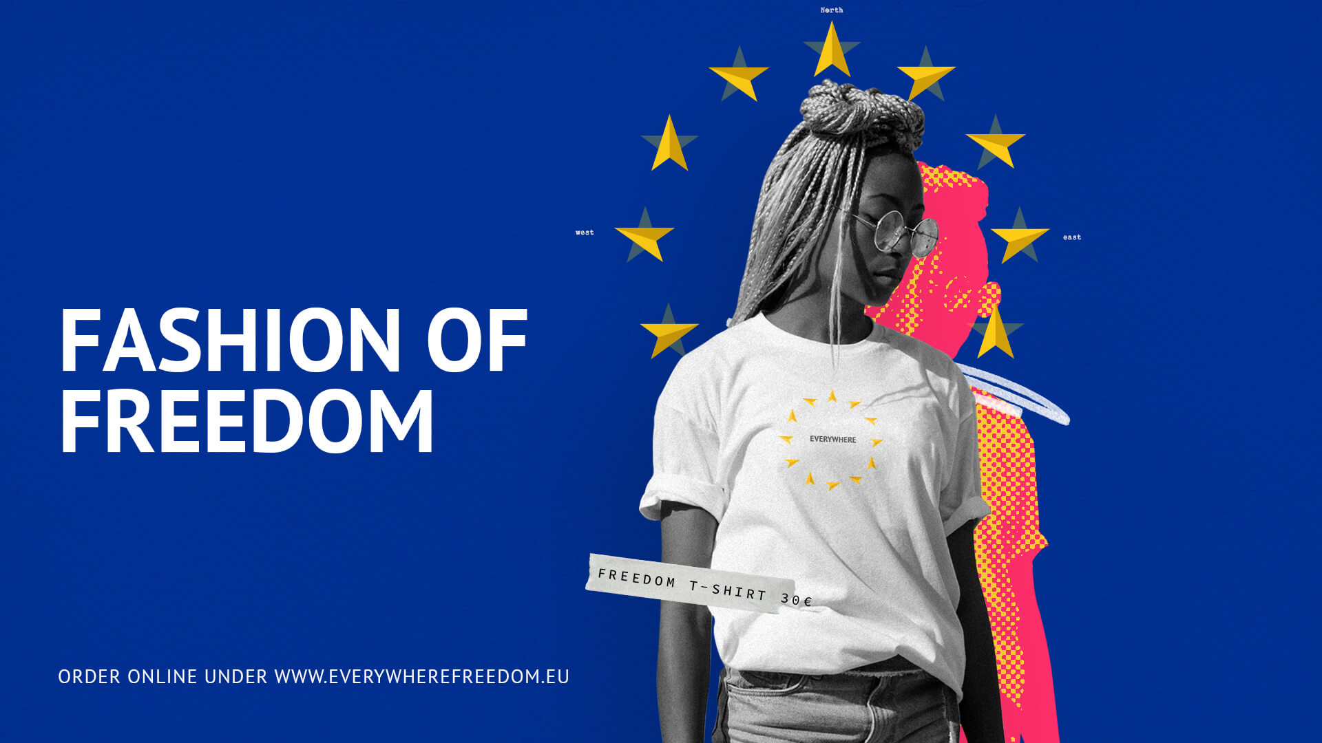 European Union Fashion Design of Freedom. Our Artwork printed on a t-shirt for our target group